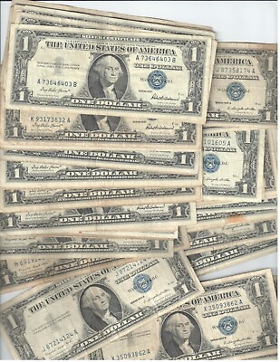 #ad #ad 🔥One 1957 Silver Certificate Dollar $1 Bill Blue Seal VG VF Wheat Cents w 2 $3.94