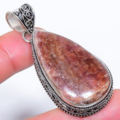#ad Natural Rhodochrosite 925 Silver Plated Jewelry Pendant 2.2quot; T8671 $14.40