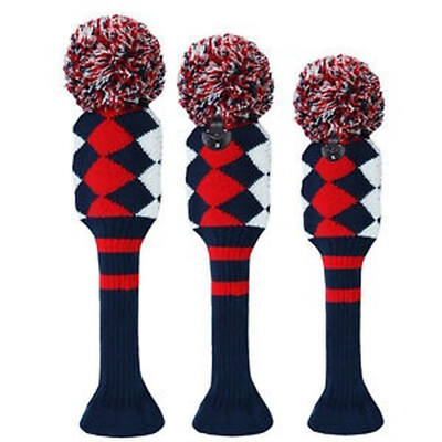 #ad Golf Head Covers Knit Set Pom Driver Fairway Wood 3 Packs Set Double Layers US $18.99