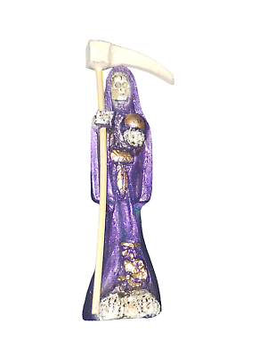 #ad 4quot; 9cm Purple La Morada Santa Muerte Holy Death Grim Reaper Statue Fixed Cured $15.98