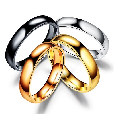 #ad 4MM Stainless Steel Men Women Wedding Engagement Anniversary Ring Band Size 316L $5.99