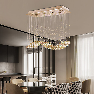 #ad Luxury Crystal Chandelier Raindrop Pendant Light LED Ceiling Lamp Fixture $114.71