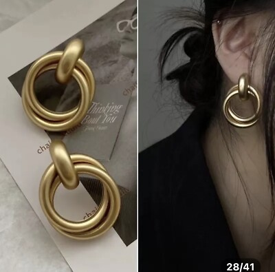 #ad Matte gold linked drop dangle Earrings $15.00