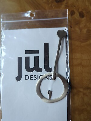 #ad Jul Designs Mid century Modern Circle Shawl Pin White Brass $33.00