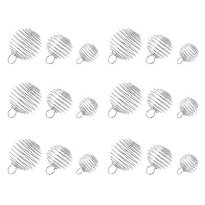 #ad 30PCS Silver Plated Spiral Bead Cage Charms Pendants for DIY Jewelry Making $9.39