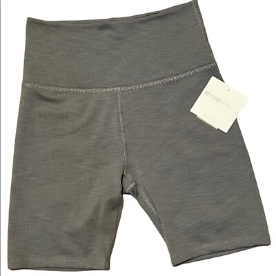 #ad Beyond Yoga Gray Ribbed High Waist Biker Shorts Size Small New $45.00