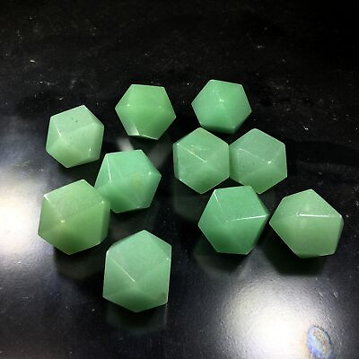 #ad 14 polyhedron Natural GREEN aventurine Quartz Carved crystal reiki Healing 1PC $5.93