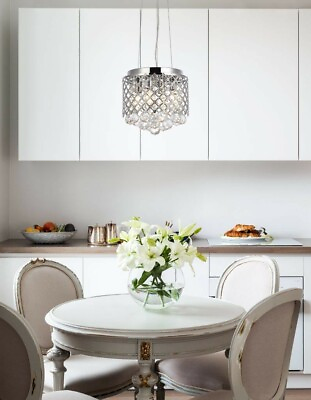 #ad Crystal Chandelier Pendant Chrome for Dining Room Lighting 4 Lamp Light Fixtures $201.73