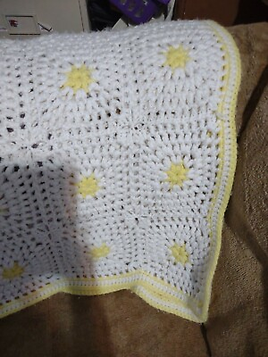 #ad Yellow And White Afaghan Blanket $15.00