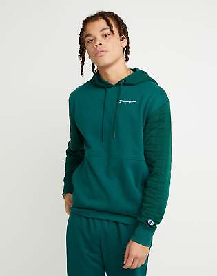 #ad Champion Hoodie Quilted Fleece Sweatshirt Mens Drawstring Hood Front Pouch S 2XL $14.99