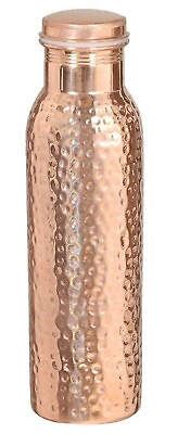 #ad 100% Pure Copper Water Bottle For Yoga Ayurveda Health Benefits 1000ml Hammered $17.52