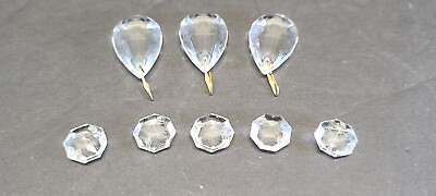 #ad Vintage Antique Crystal Glass Chandelier Candelabra Prism Pendant Teardrop Bead $15.00