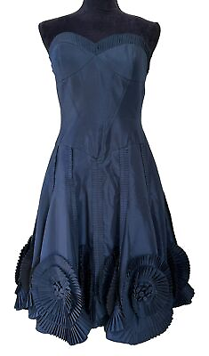 #ad Basix II Sleeveless Strapless Coctail Dress Size 8 Blue Metallic $140.00