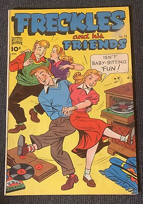 #ad FRECKLES and his Friends #11 1949 teen record player basketball 4.5 VG $45.67