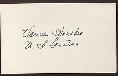 #ad Vance Hartke Signed Index Card Autographed Signature AUTO United States Senator $75.00