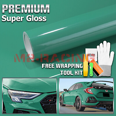 #ad High Gloss Retro Green Car Vinyl Wrap Sticker Decal Sheet Film DIY Air Release $297.50