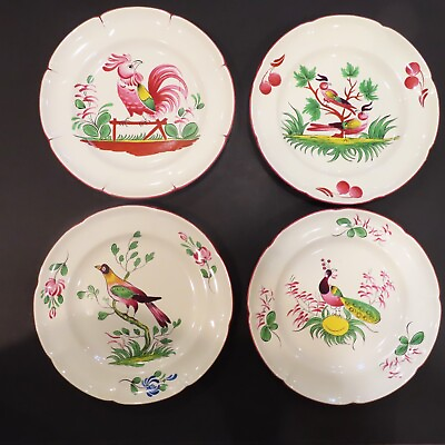 #ad St Clement France Hand Painted 9 1 2quot; Decor Plates Set of 4 $89.95