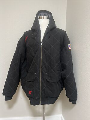 #ad Snap On Mens Heavy Black Mechanic Quilted Full Zip Hooded Coat Size 3XL $108.00