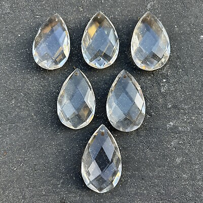 #ad #ad Vintage Lot of 6 Teardrop Chandelier Crystal Clear Pendeloques 3” Prisms $29.95