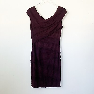 #ad Bailey 44 Medium Lace Bandage Dress Dark Burgundy Cap Sleeve Stretch Bodycon USA $67.99