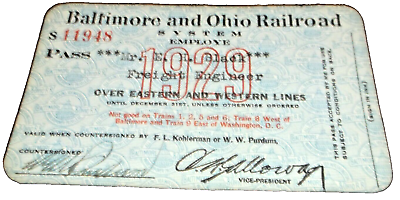 #ad 1929 BALTIMORE amp; OHIO RAILROAD EMPLOYEE PASS #11948 $50.00