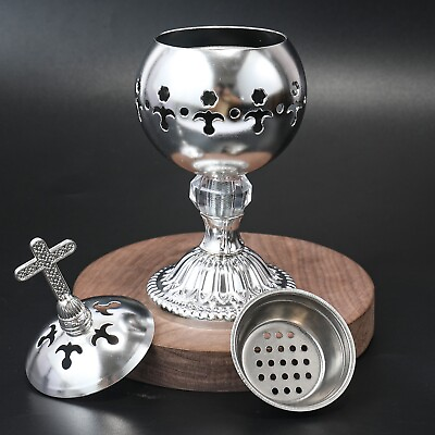 #ad Incense Burner Charcoal Polished Silver Censer Christian Church Holder 7.9quot; $20.18