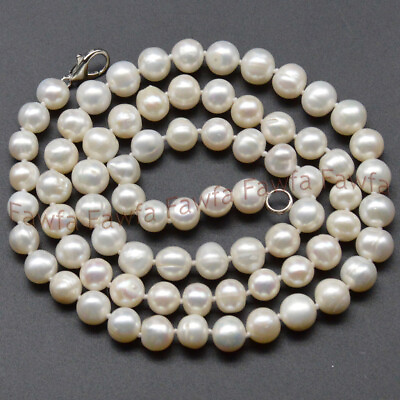 #ad Natural Genuine 7 9mm White Akoya Freshwater Cultured Pearl Long Necklace 16 48quot; $15.28
