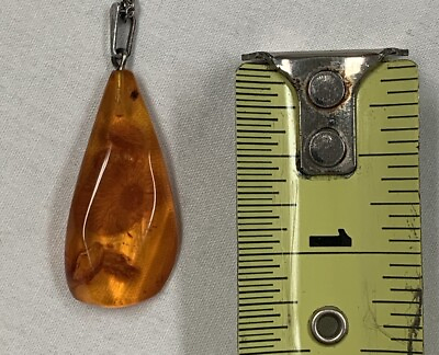 #ad Old Amber Pendant On Sterling Silver Chain $57.99