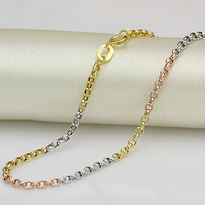 #ad Au750 18K Multi tone Gold Necklace 2mmW Women#x27;s Rolo Chain Belcher gold chain $424.18