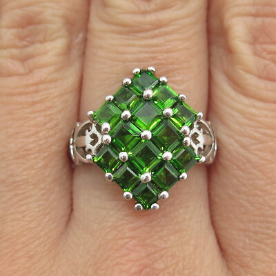 #ad 925 Sterling Silver Real Peridot Gemstone Ring Size 8 $54.95