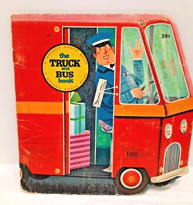 #ad The Truck and Bus Book 1st Ed 1966 Golden Shape Book 29c #5932 Vintage PB $8.00
