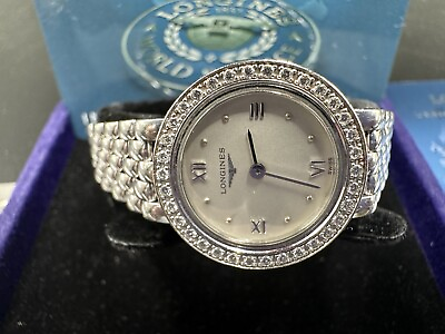 #ad LONGINES Classic ladies watch diamond bezel 18K WHITE Gold Women Watch mint $2200.00