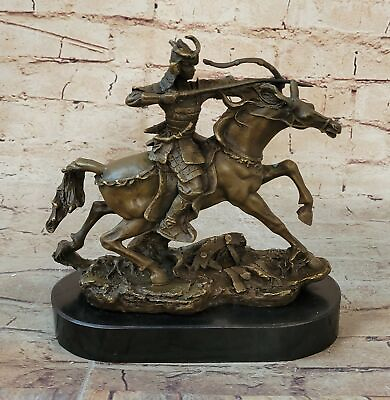 #ad Japanese Bronze of a Samurai on Horseback Meiji Sculpture Signed No Reserve SALE $359.00