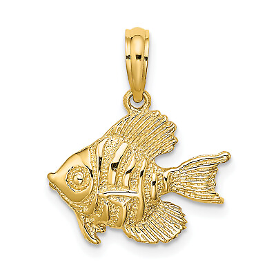 #ad Lex amp; Lu 14k Yellow Gold Polished and Engraved Fish Charm LALK7691 $178.99