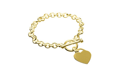 #ad Verona Jewelers Womens Gold Plated Link Toggle Heart Charm Bracelet $14.99