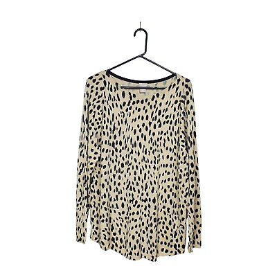 #ad Chicos Shirt Women#x27;s XL Size 3 Leopard Print Tunic Long Sleeve Animal Safari $22.00