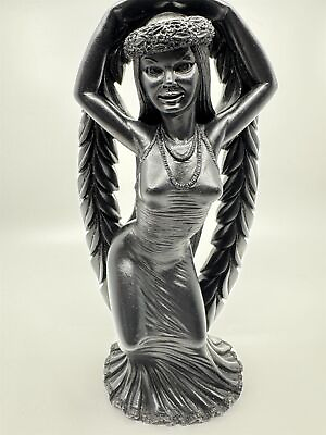 #ad Vintage Coco Joe#x27;s Hawaiian Tiki Hula Girl Dancer Black Lava Stone 10quot; Figurine $28.88
