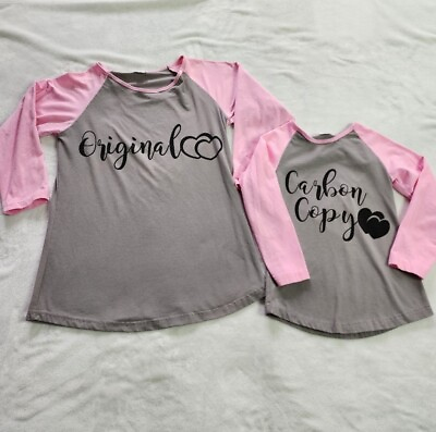 #ad Mom amp; Daughter Raglan Sleep 3 4 Sleeve Shirts Pink Gray $17.90