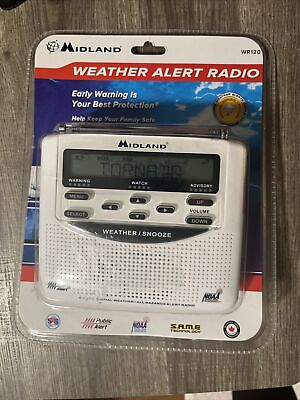 #ad New Midland WR 120 Emergency Weather Alert Radio with Alarm Clock White $32.00