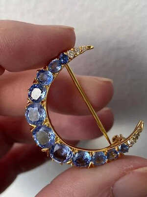 #ad 2.00Ct Round Lab Created Blue Topaz Victorian Brooch Pin 14K Yellow Gold Plated $139.39