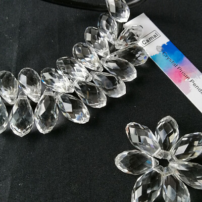 #ad 50Pcs Crystal Beads Prisms Drop Chandelier Lamp Suncatcher Waterdrop 10*20mm $10.99
