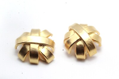 #ad French Couture Massive Gold Tone Runway Brutalist Modernist 80#x27;s Earrings $46.80