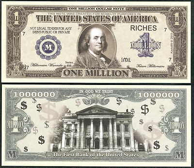 #ad Franklin First Bank Million Dollar Bill Funny Money Novelty Note FREE SLEEVE $1.69