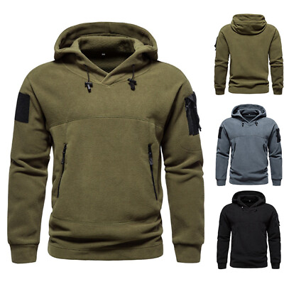 #ad Men#x27;s Tactical Outdoor Jacket Sweatshirt Combat Warm Hooded Pullover Hoodie Tops $10.76