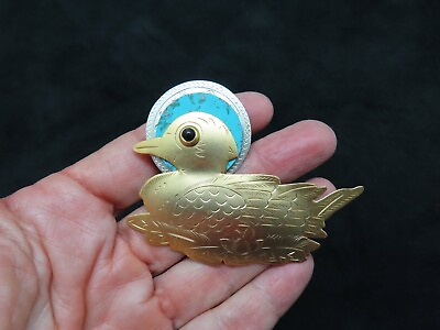 #ad Vintage 1980#x27;s Gold Tone DUCK Figural Brooch $13.49