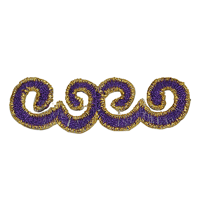 #ad Purple Gold Embroidered Iron On Applique Scroll Motif Patch Small Vintage $8.24