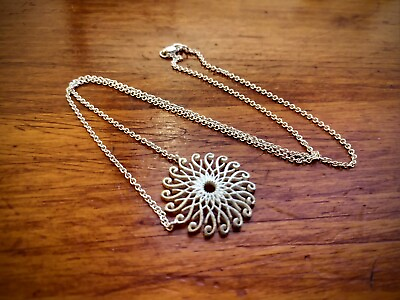 #ad Unique amp; Intricate Filigree Round Pendant Necklace 960 Sterling Silver $25.20