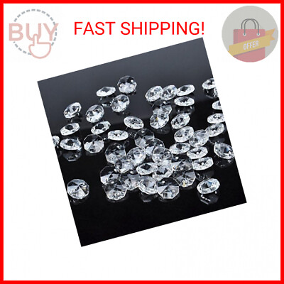 #ad #ad Hamp;D 50pcs 18mm Clear Crystal 2 Hole Octagon Beads Glass Chandelier Prisms Lamp H $11.99