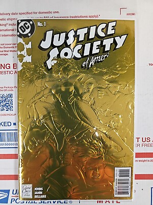 #ad JUSTICE SOCIETY OF AMERICA #1 QUINONES FOIL EMBOSSED VARIANT NM OR BETTER $4.99