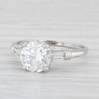#ad Vintage 2.20ctw Round Diamond Engagement Ring Platinum Size 7.75 $8499.99